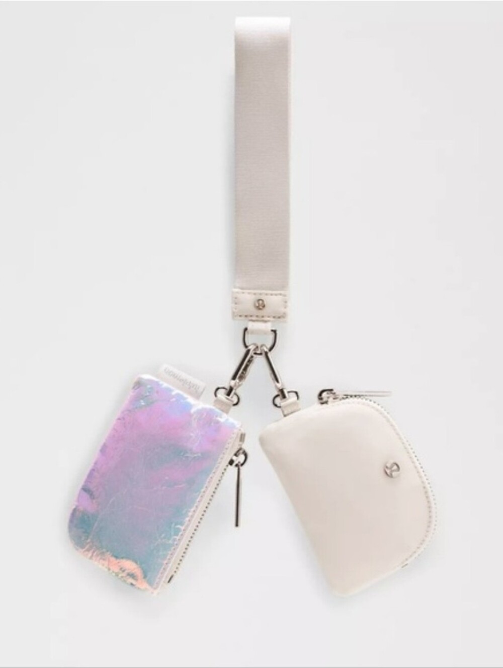 LULULEMON Dual Pouch Wristlet • Irridescent And White